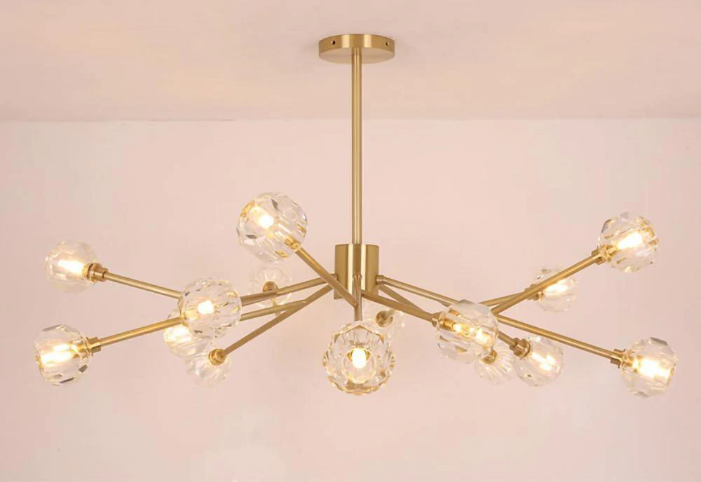 Lustra Pendant Lamp Crystal Ball Brass Cluster - Image 64