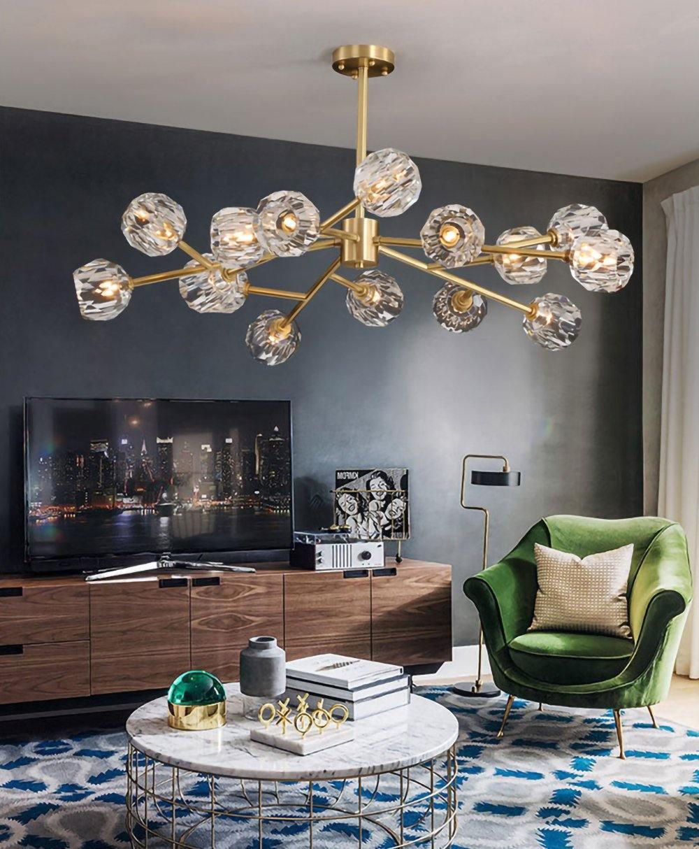 Lustra Pendant Lamp Crystal Ball Brass Cluster - Image 66