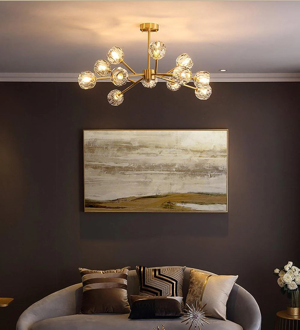 Lustra Pendant Lamp Crystal Ball Brass Cluster - Image 75