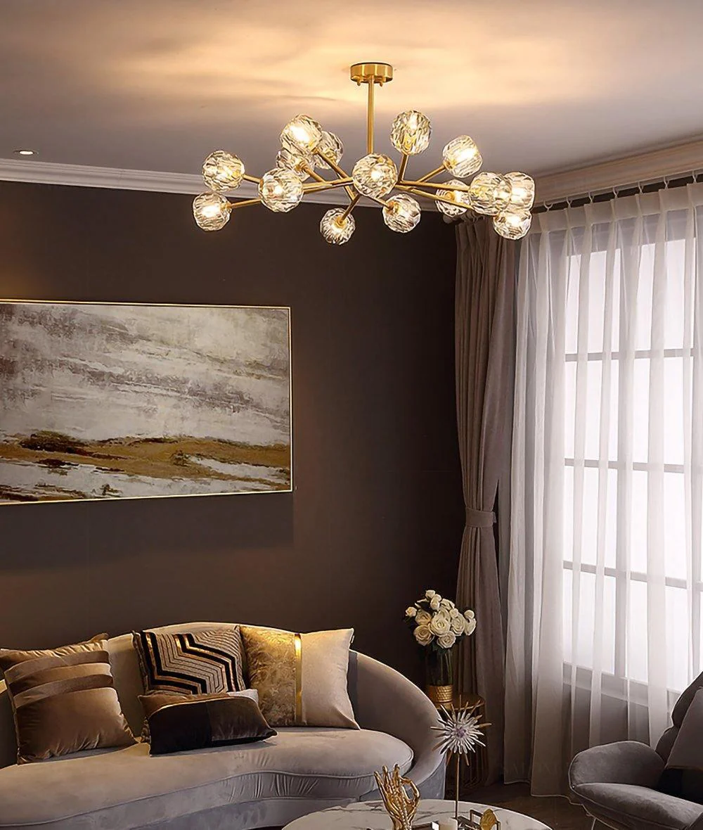 Lustra Pendant Lamp Crystal Ball Brass Cluster - Image 80