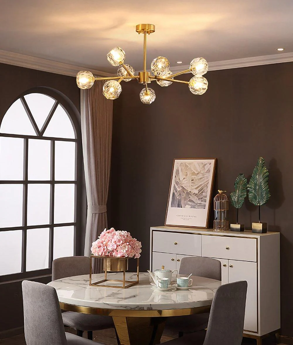 Lustra Pendant Lamp Crystal Ball Brass Cluster - Image 82