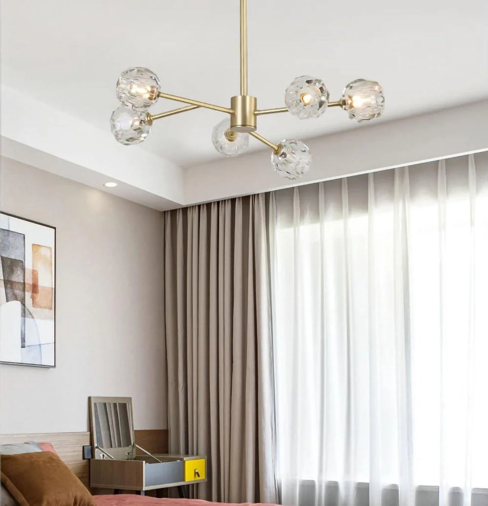 Lustra Pendant Lamp Crystal Ball Brass Cluster - Image 83