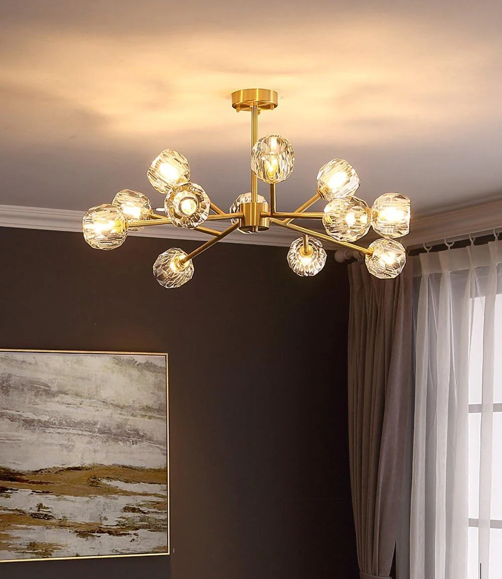 Lustra Pendant Lamp Crystal Ball Brass Cluster - Image 85