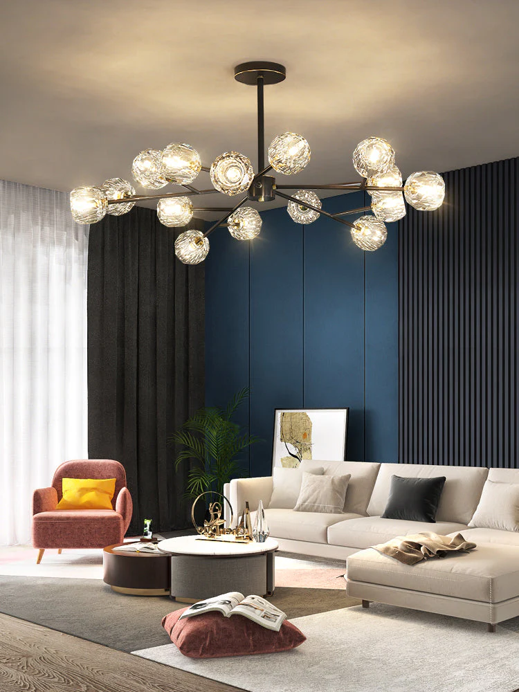 Lustra Pendant Lamp Crystal Ball Brass Cluster - Image 87