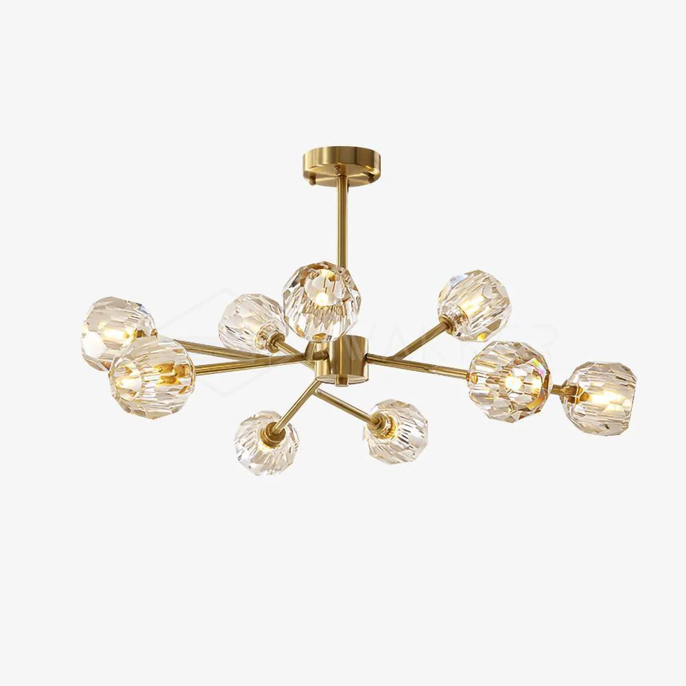 Lustra Pendant Lamp Crystal Ball Brass Cluster - Image 89