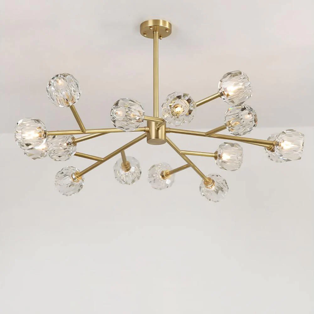 Lustra Pendant Lamp Crystal Ball Brass Cluster - Image 90