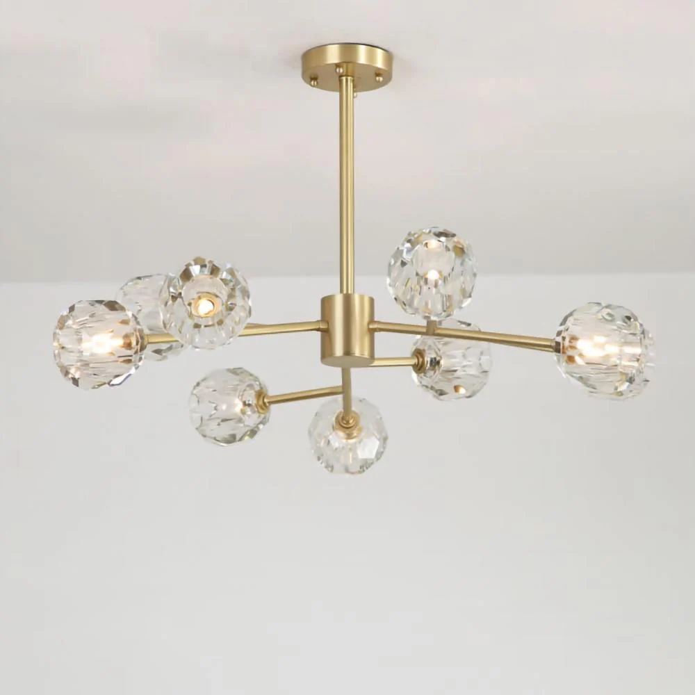 Lustra Pendant Lamp Crystal Ball Brass Cluster - Image 91