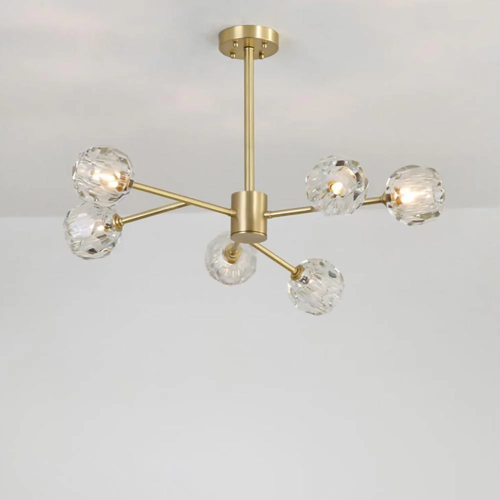 Lustra Pendant Lamp Crystal Ball Brass Cluster - Image 92