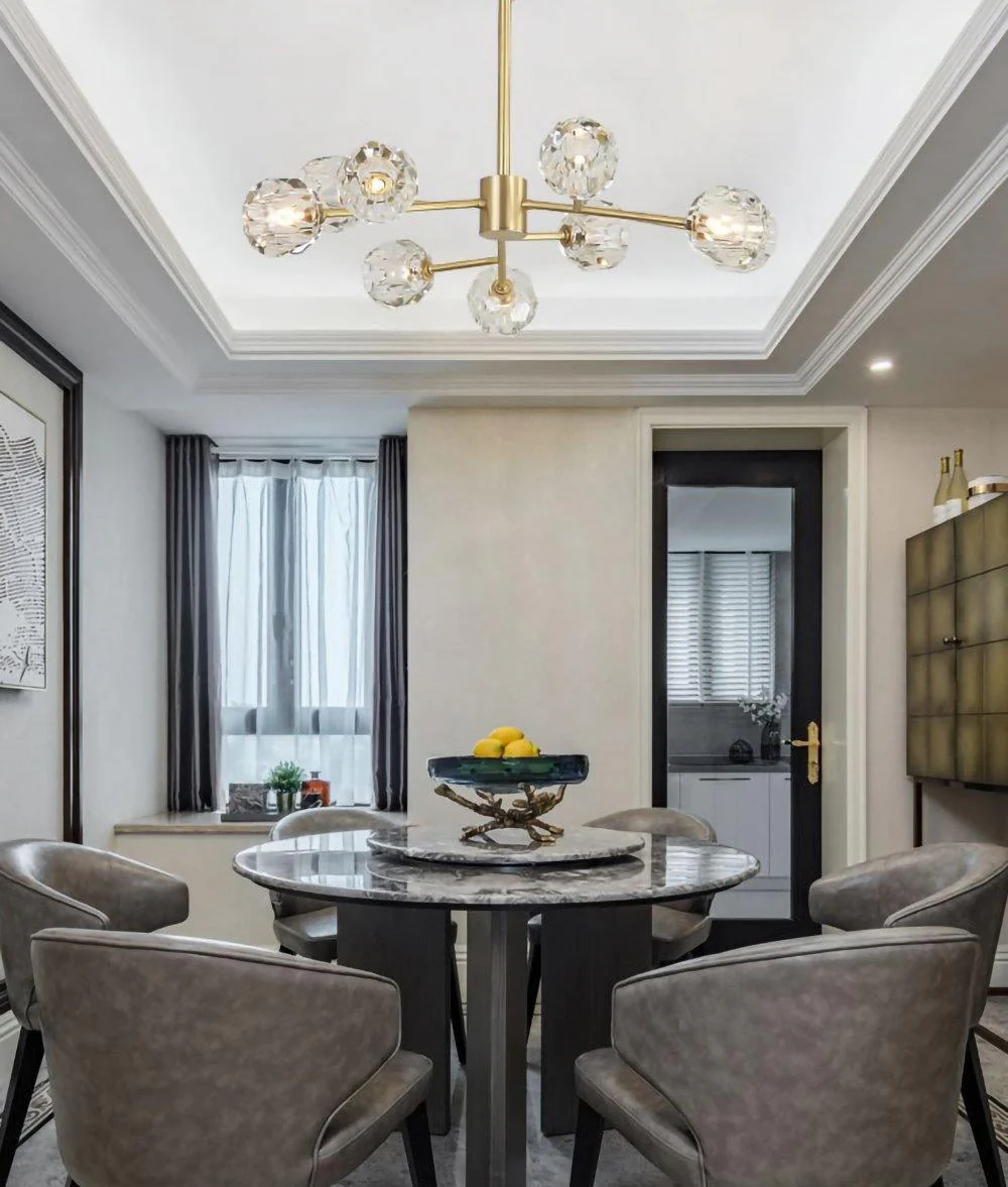 Lustra Pendant Lamp Crystal Ball Brass Cluster - Image 94