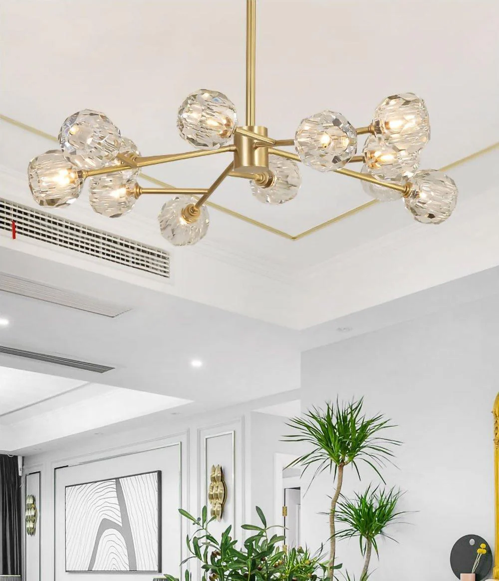 Lustra Pendant Lamp Crystal Ball Brass Cluster - Image 97