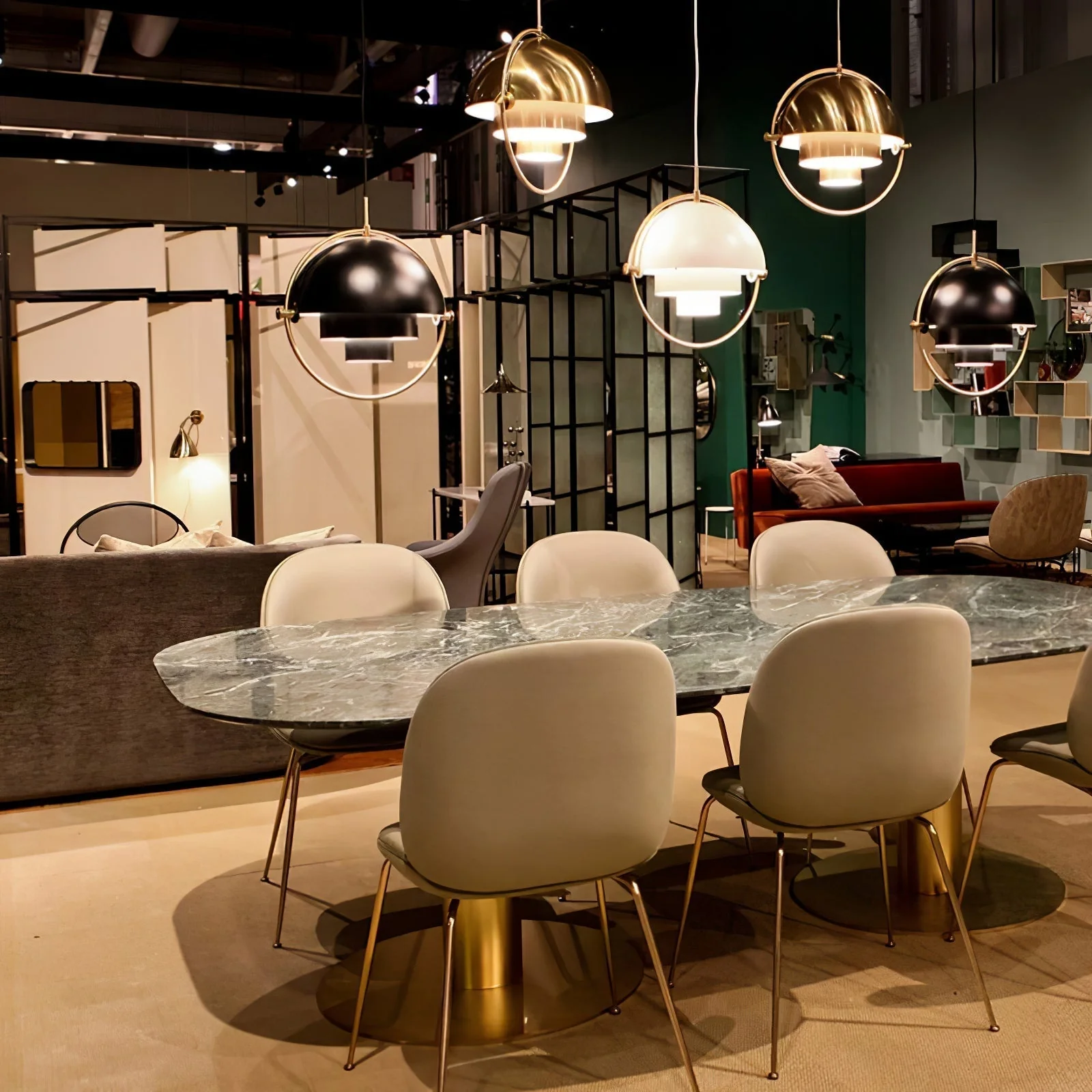 Lustra Pendant Lamp Deformed Ball Golden - Image 133