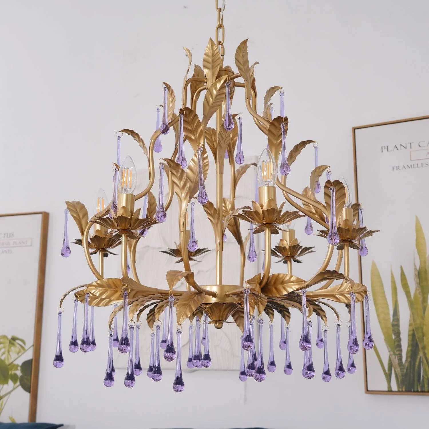 Lustra Pendant Lamp Drops Gold Leaves - Image 27