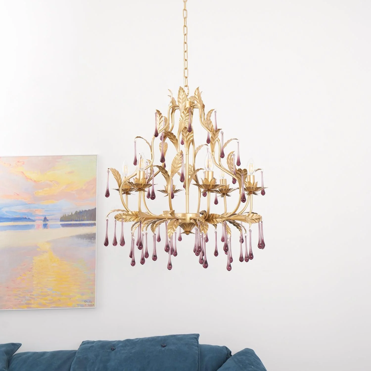 Lustra Pendant Lamp Drops Gold Leaves - Image 3