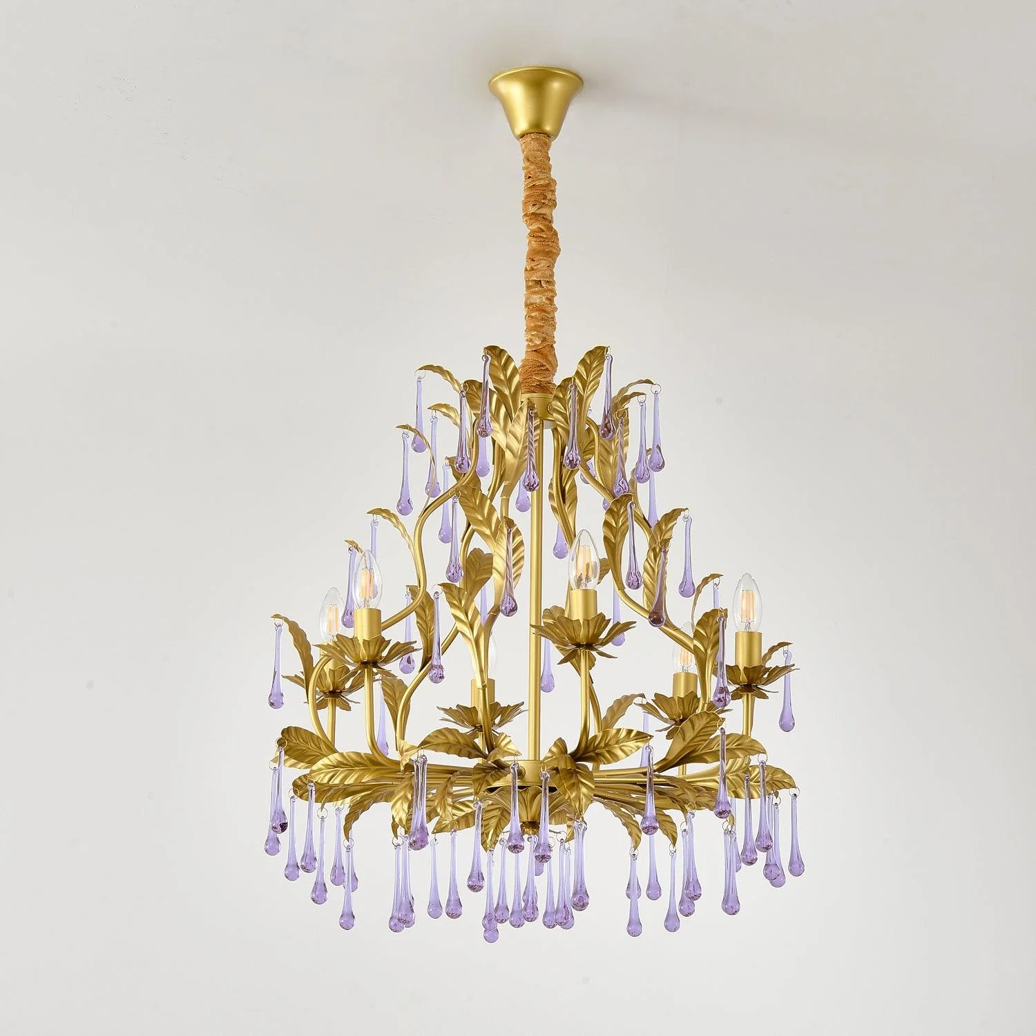 Lustra Pendant Lamp Drops Gold Leaves - Image 38