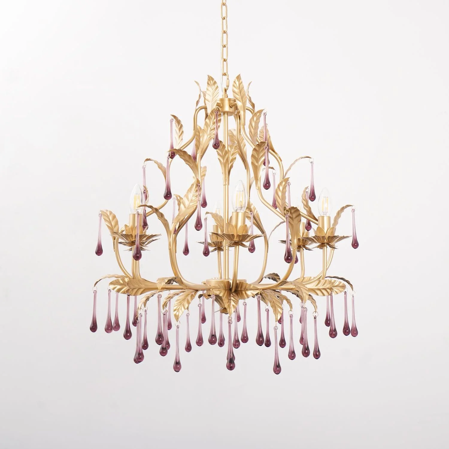 Lustra Pendant Lamp Drops Gold Leaves - Image 7