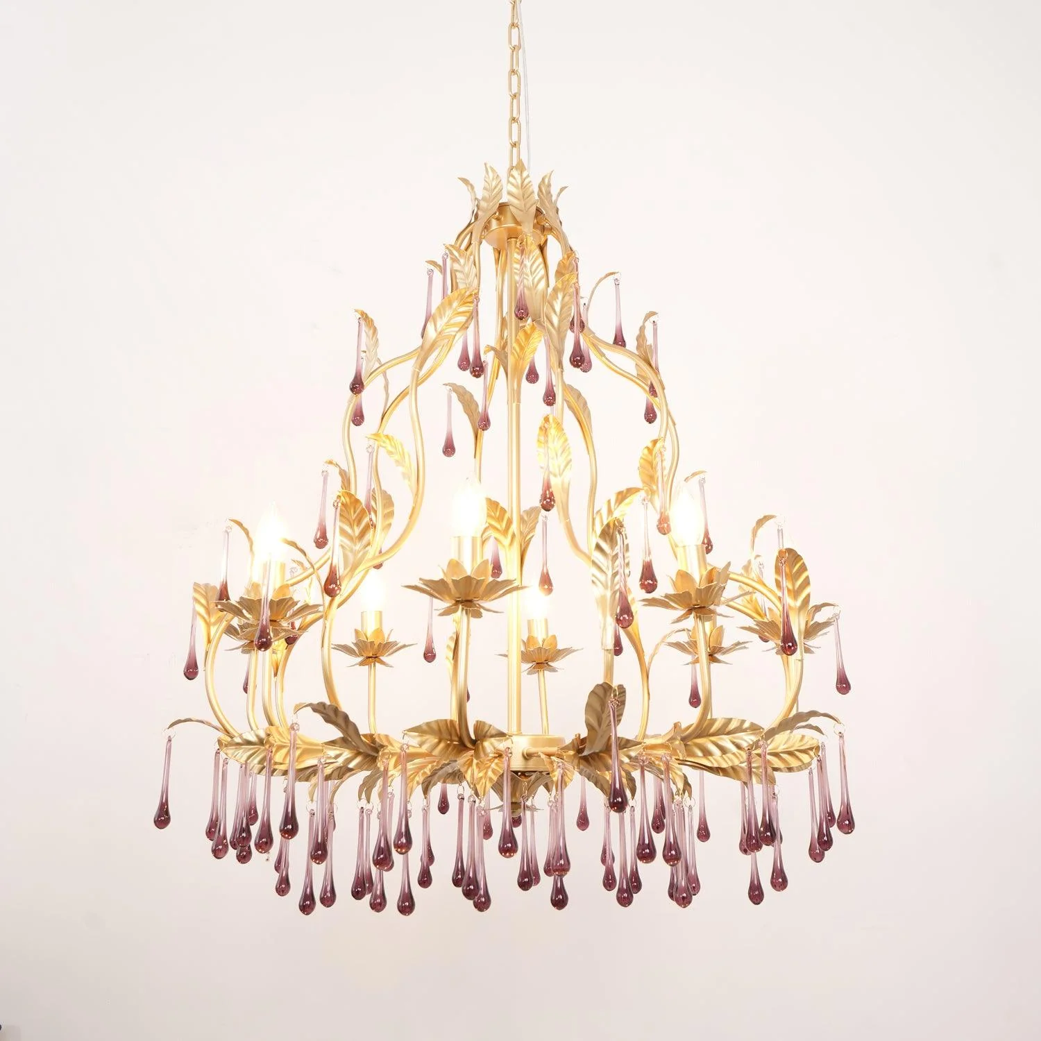 Lustra Pendant Lamp Drops Gold Leaves - Image 9
