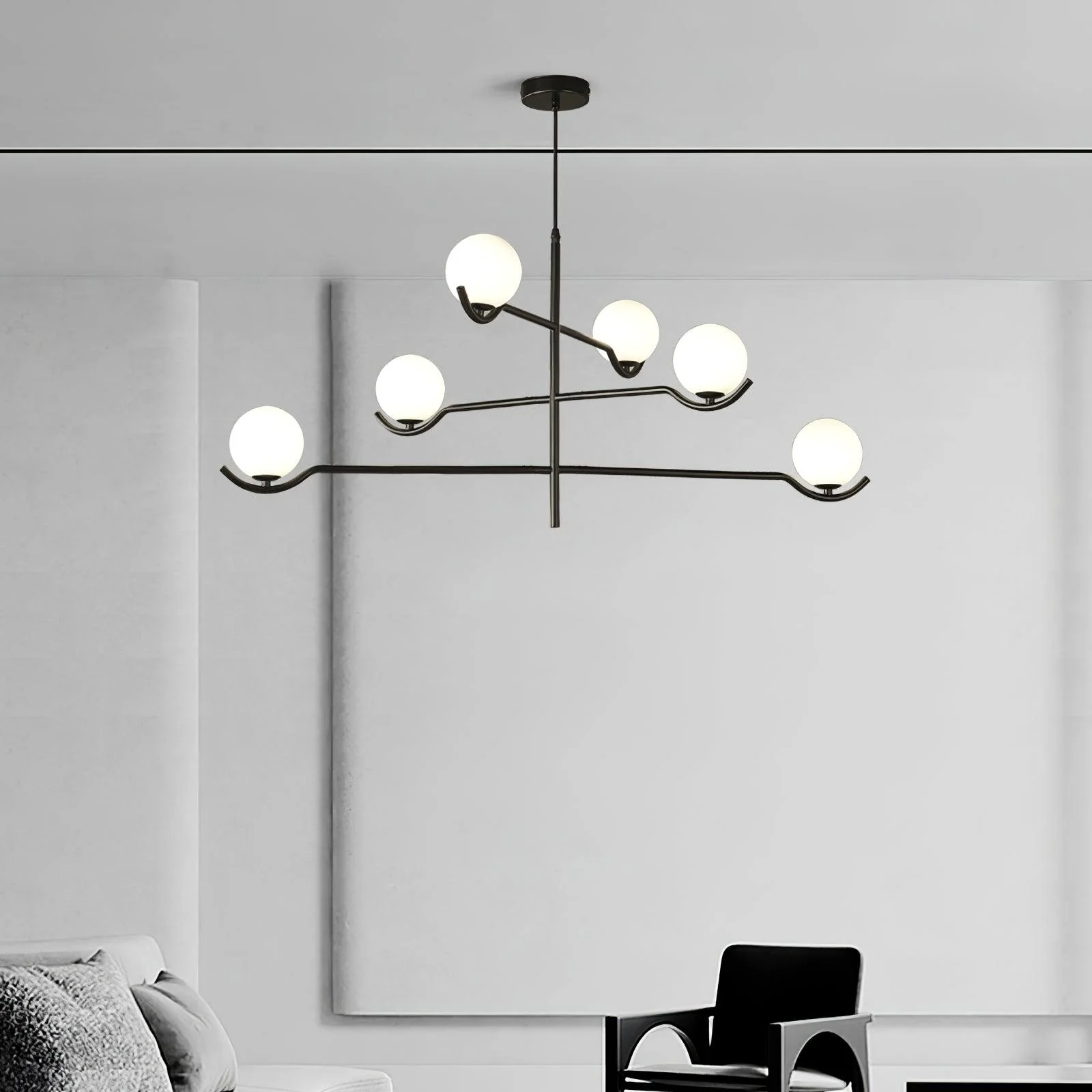 Lustra Pendant Lamp Frame Black Glass - Image 16