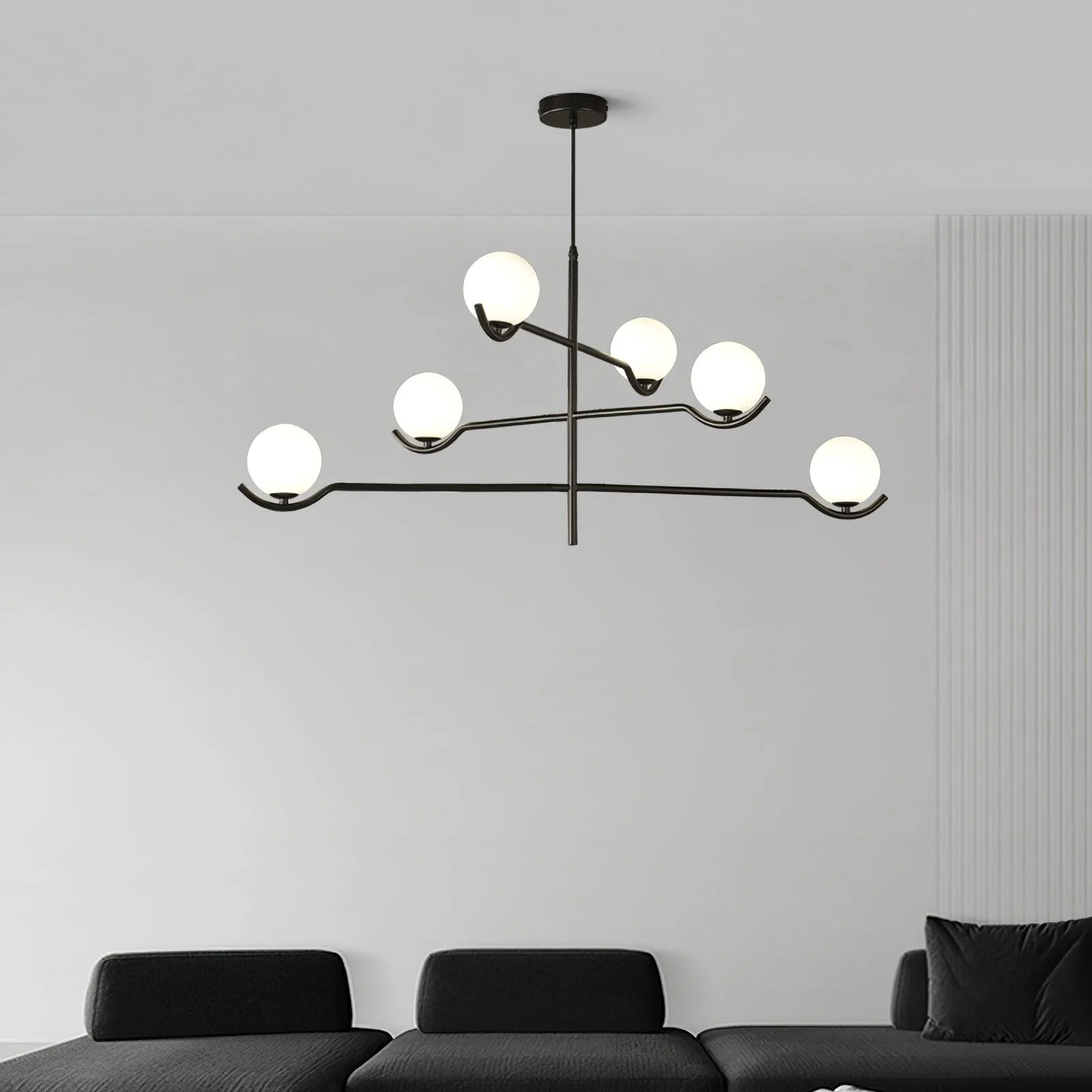 Lustra Pendant Lamp Frame Black Glass - Image 28