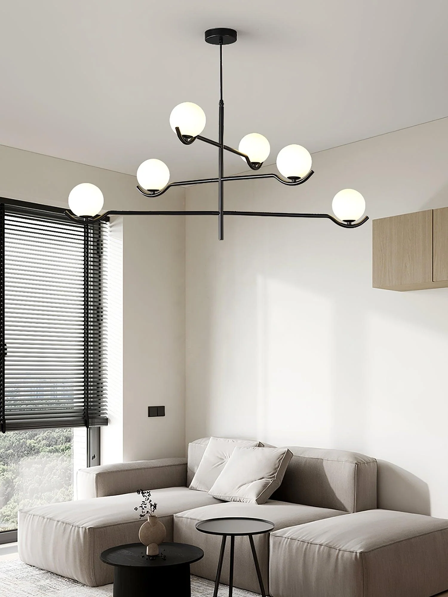 Lustra Pendant Lamp Frame Black Glass - Image 33