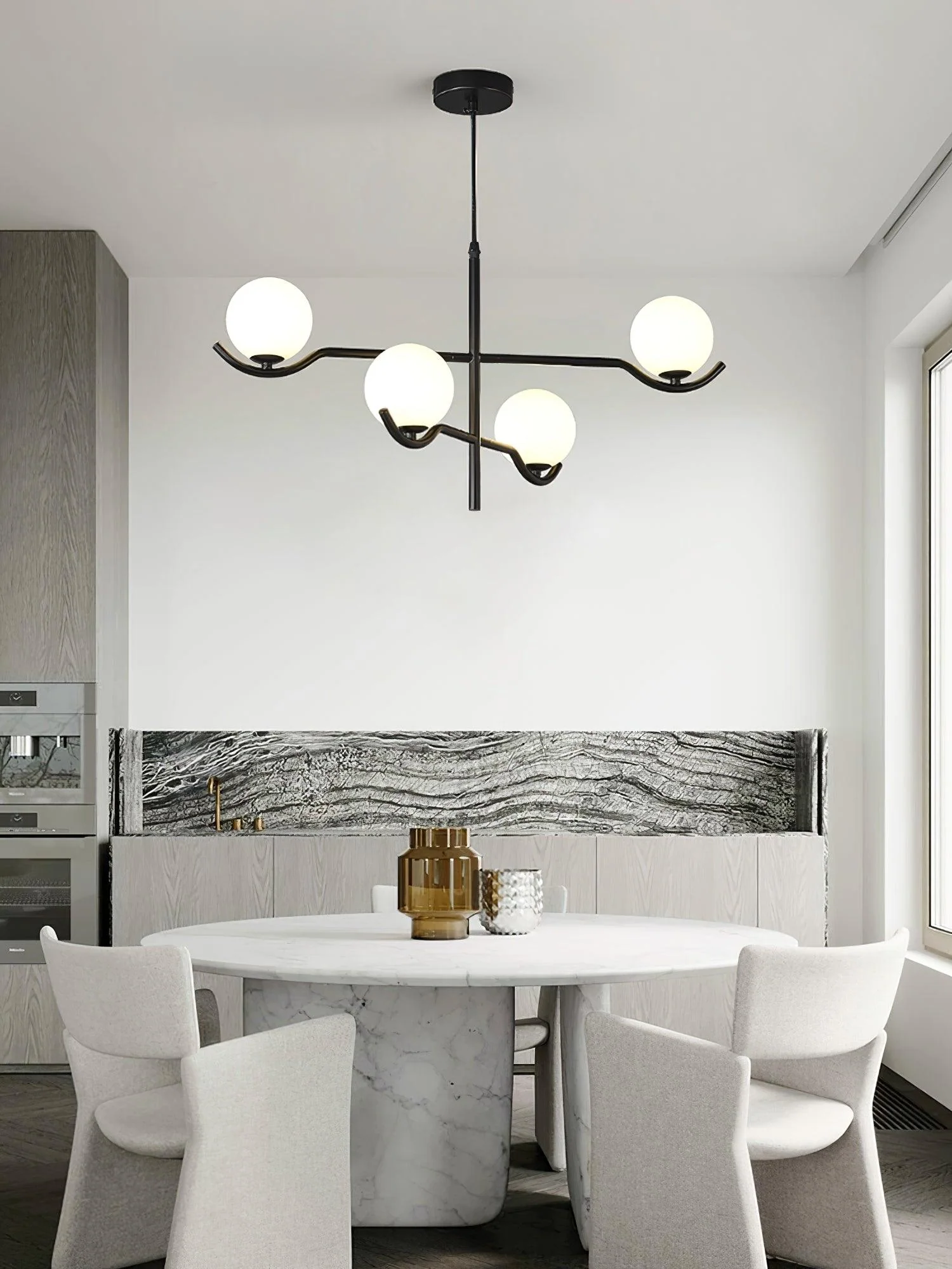Lustra Pendant Lamp Frame Black Glass - Image 38