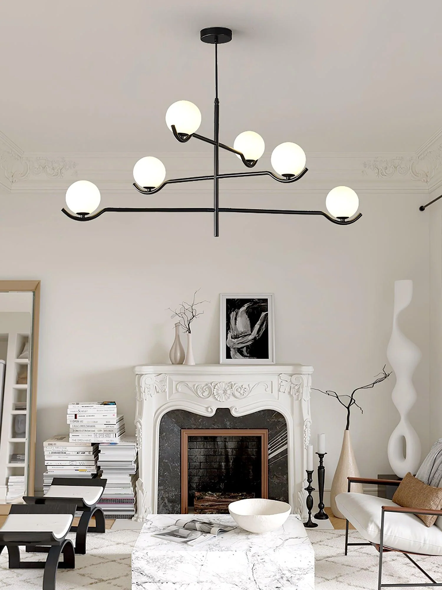 Lustra Pendant Lamp Frame Black Glass - Image 39