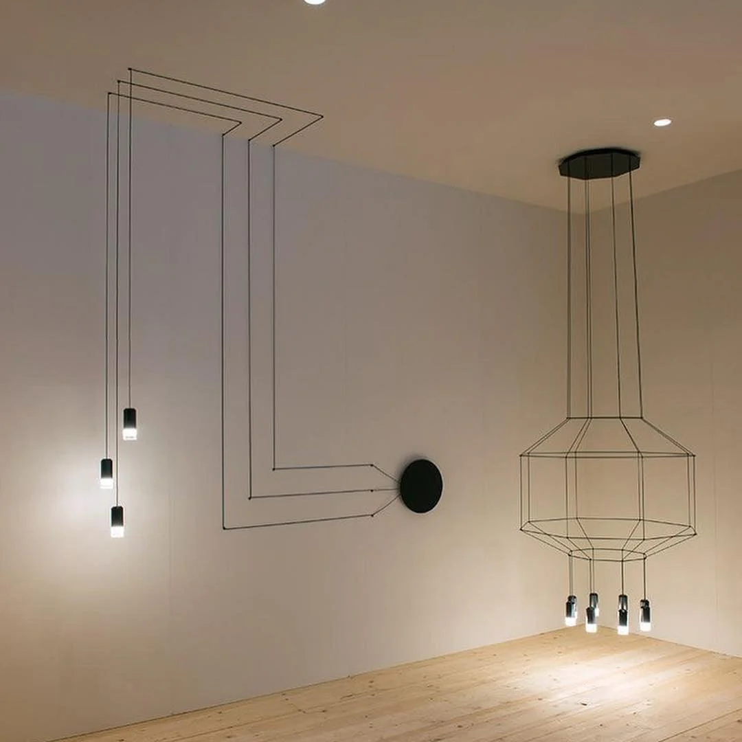 Lustra Pendant Lamp Geometric Wire Black LED - Image 38