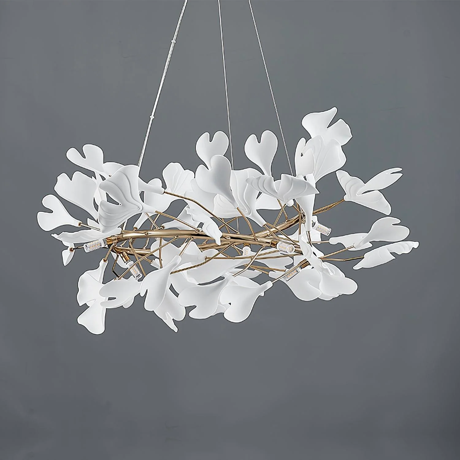 Lustra Pendant Lamp Gingko Porcelain Leaves Gold - Image 10