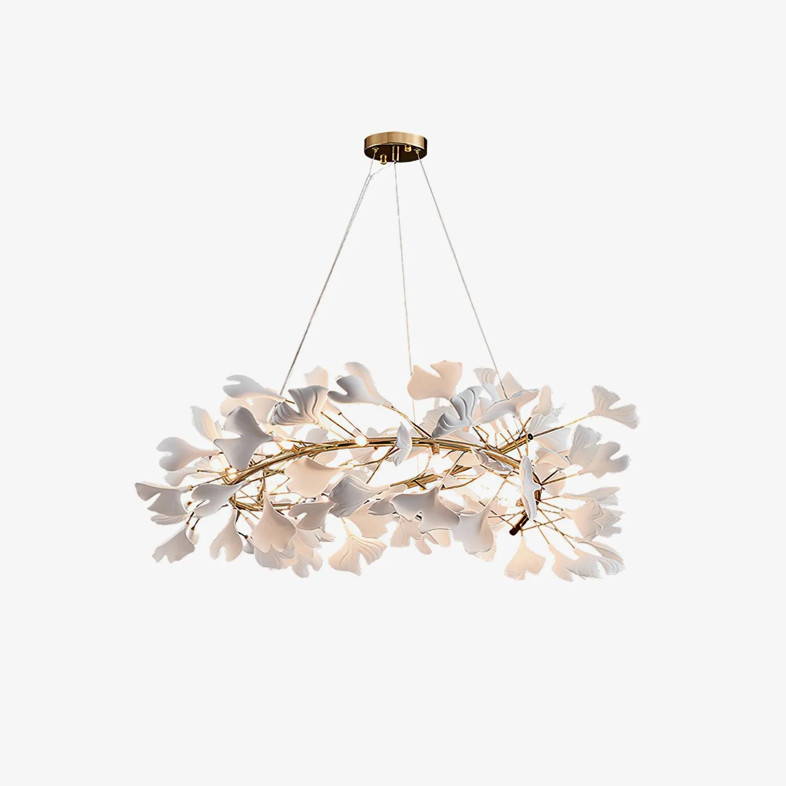 Lustra Pendant Lamp Gingko Porcelain Leaves Gold - Image 17