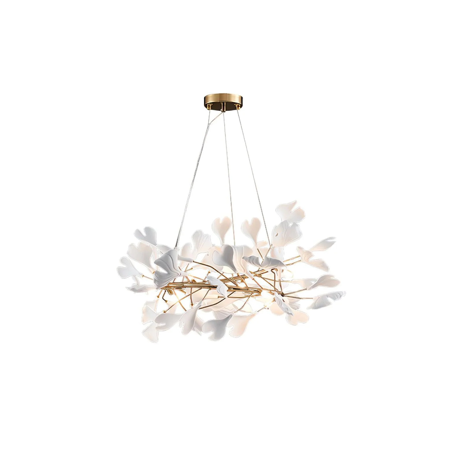 Lustra Pendant Lamp Gingko Porcelain Leaves Gold - Image 27