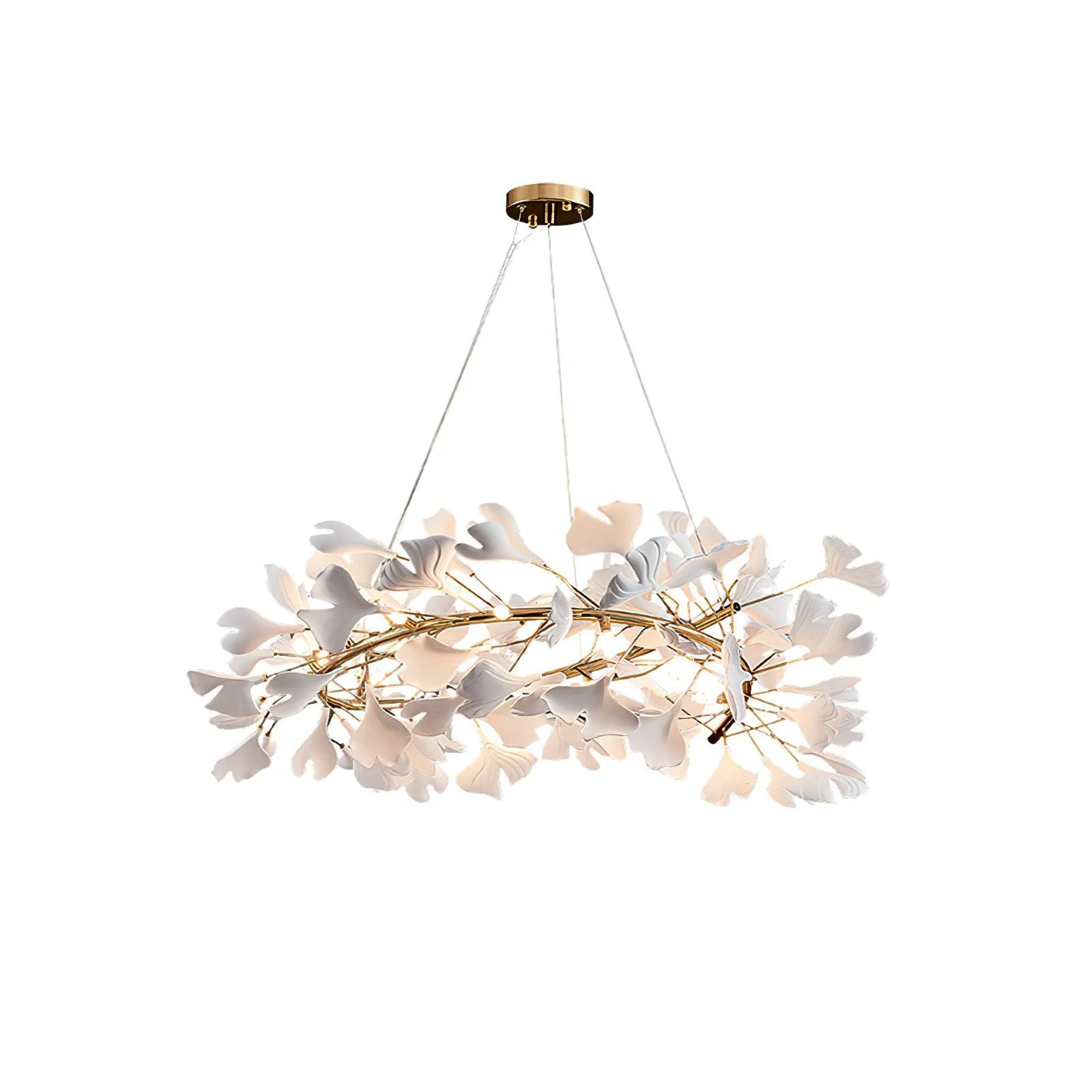 Lustra Pendant Lamp Gingko Porcelain Leaves Gold - Image 30