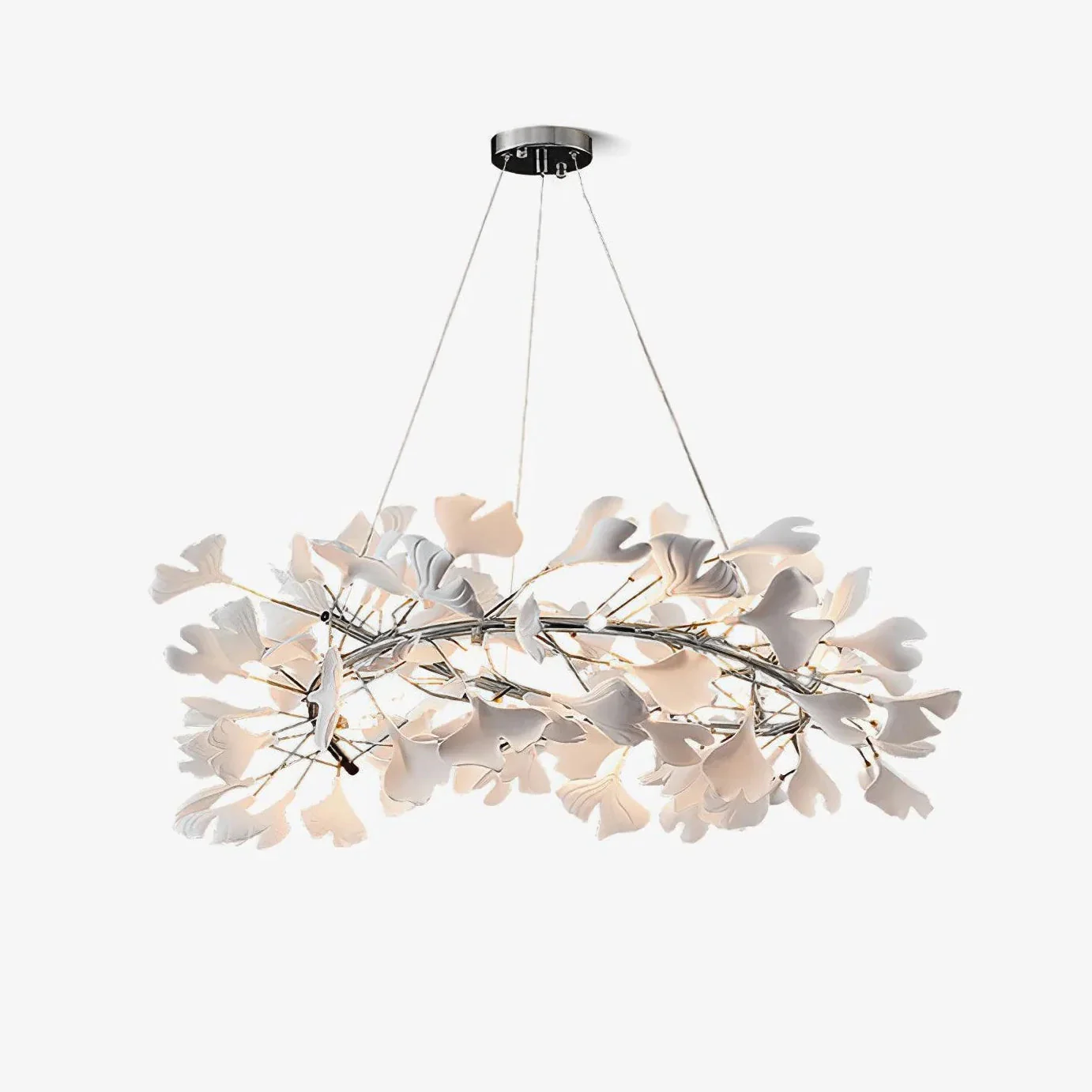 Lustra Pendant Lamp Gingko Porcelain Leaves Gold - Image 31