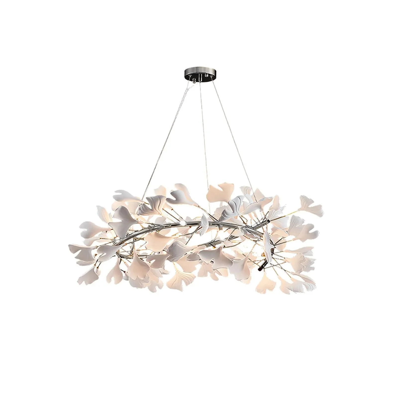 Lustra Pendant Lamp Gingko Porcelain Leaves Gold - Image 32