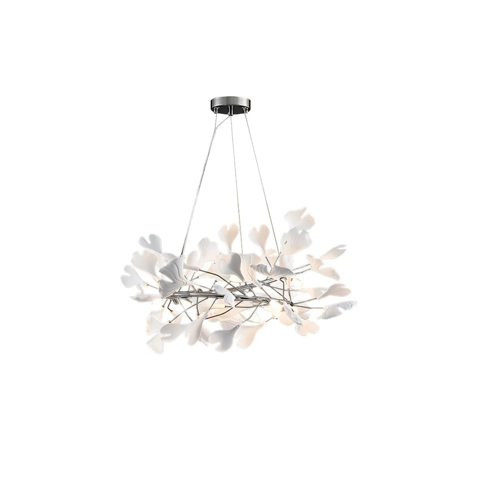 Lustra Pendant Lamp Gingko Porcelain Leaves Gold - Image 35