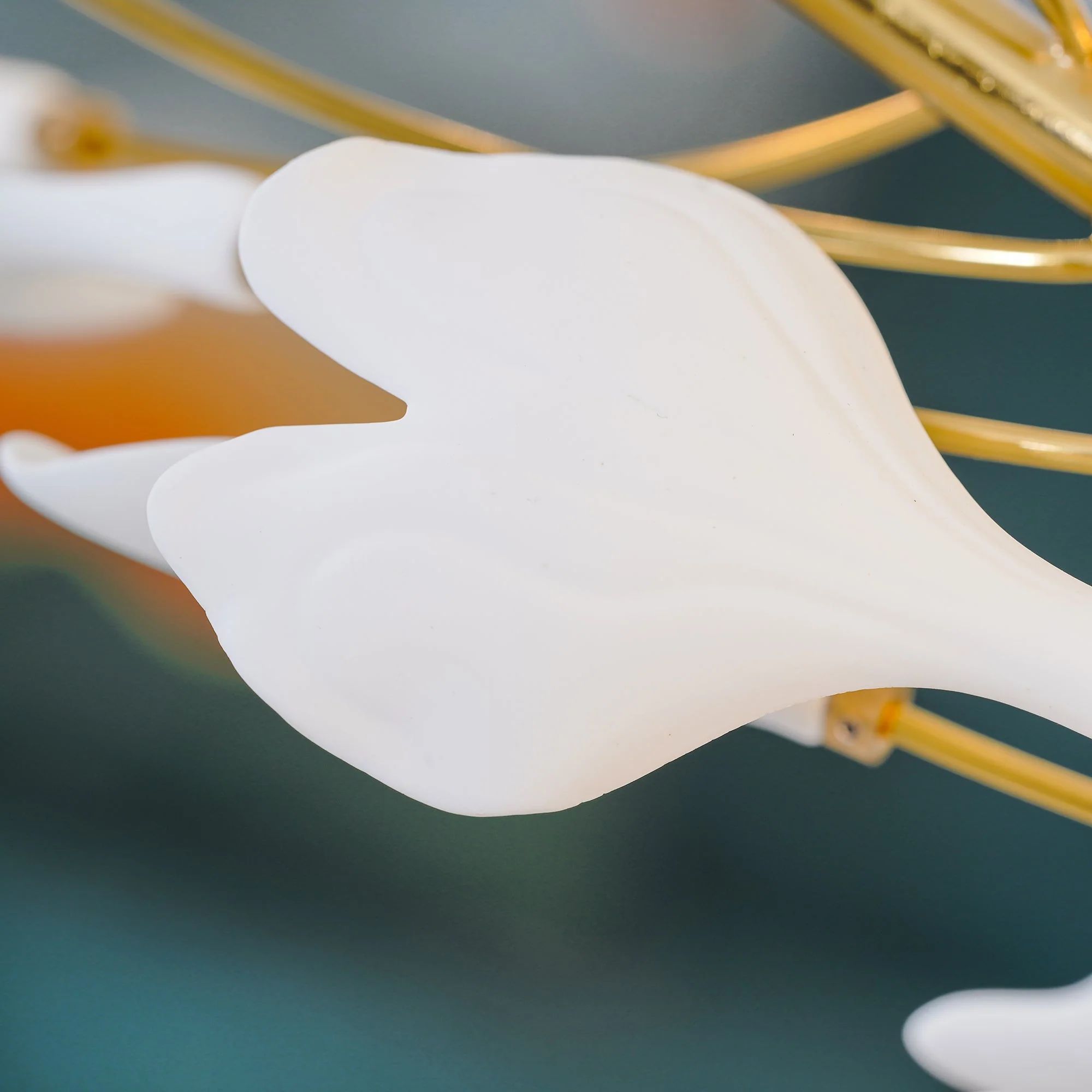 Lustra Pendant Lamp Gingko Porcelain Leaves Gold - Image 54
