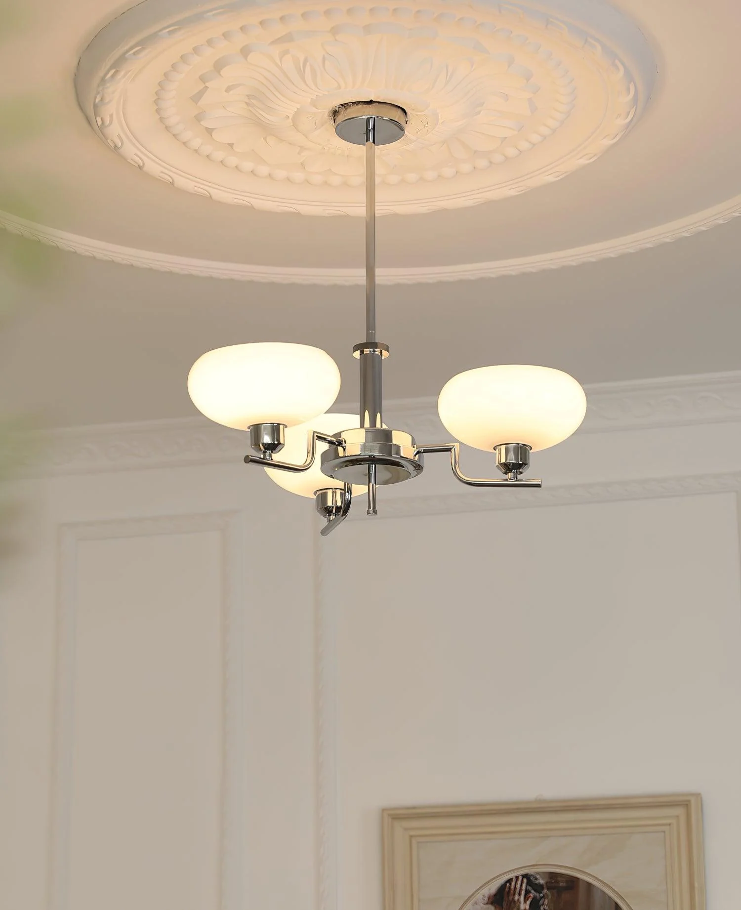 Lustra Pendant Lamp Glass Globe Brass Frame - Image 2
