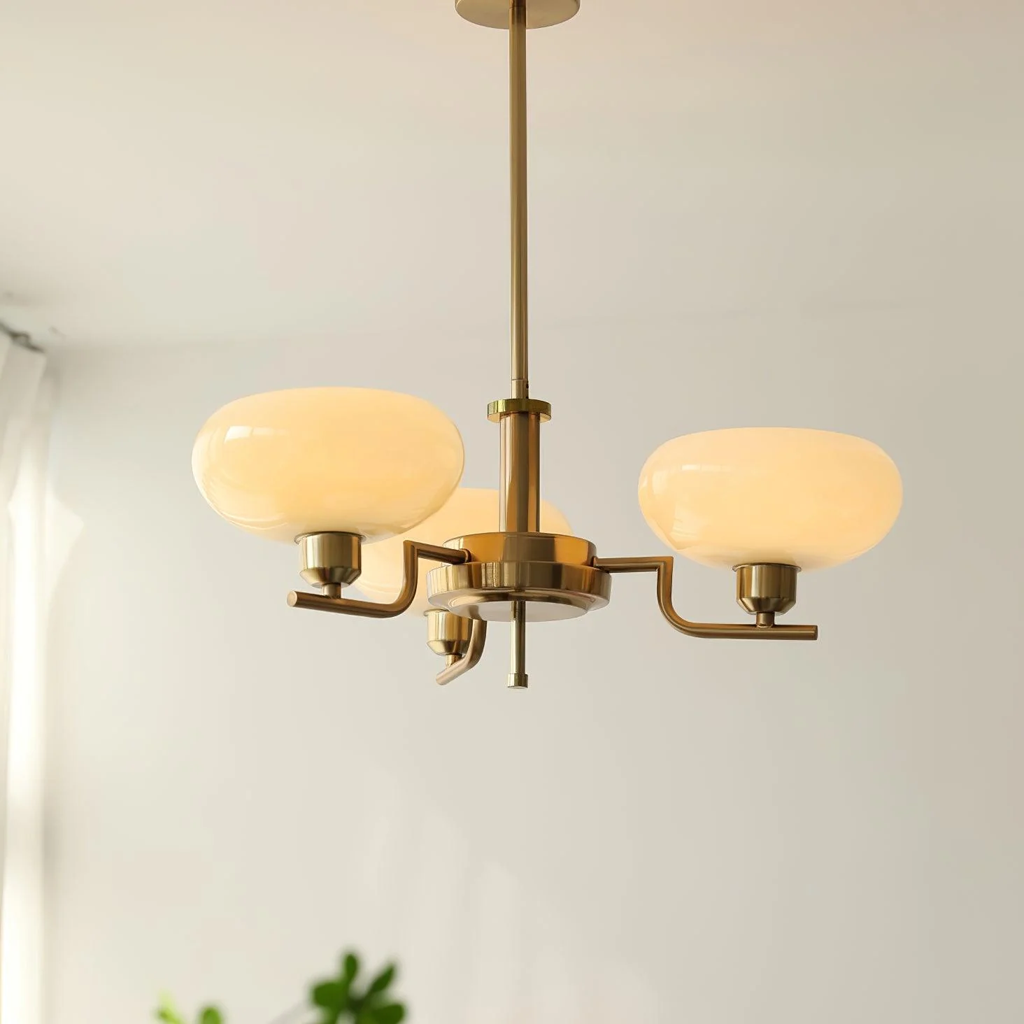 Lustra Pendant Lamp Glass Globe Brass Frame - Image 6