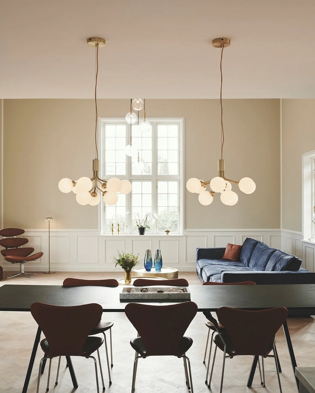 Lustra Pendant Lamp Glass Globe Cluster Brass - Image 28