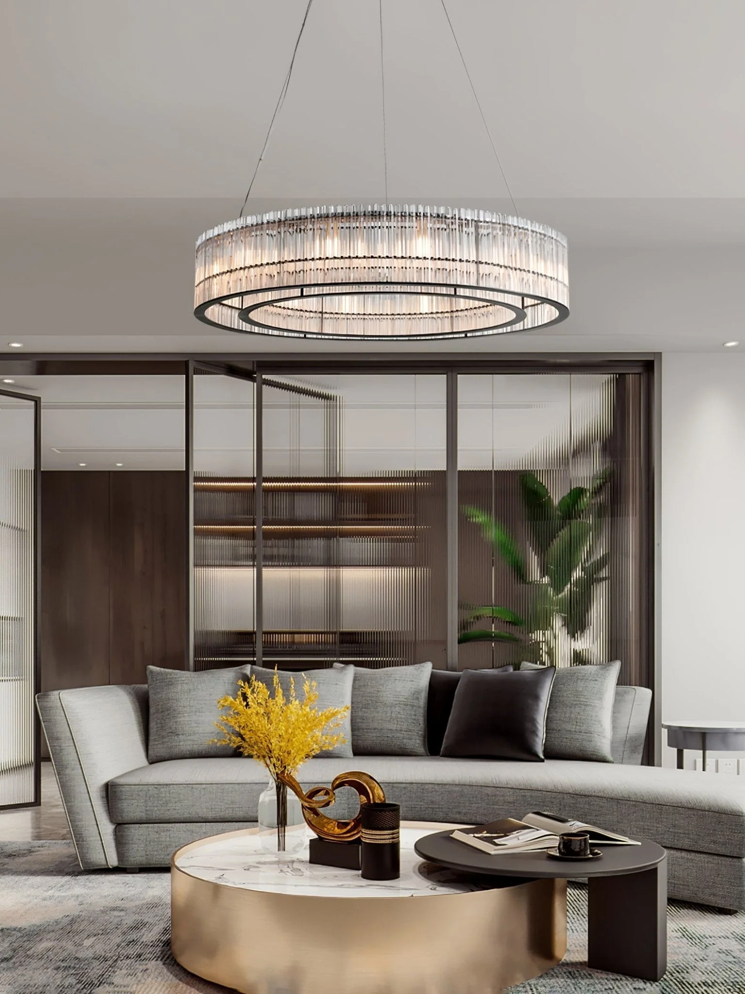 Lustra Pendant Lamp Glass Tube Ring Modern Luxury - Image 24