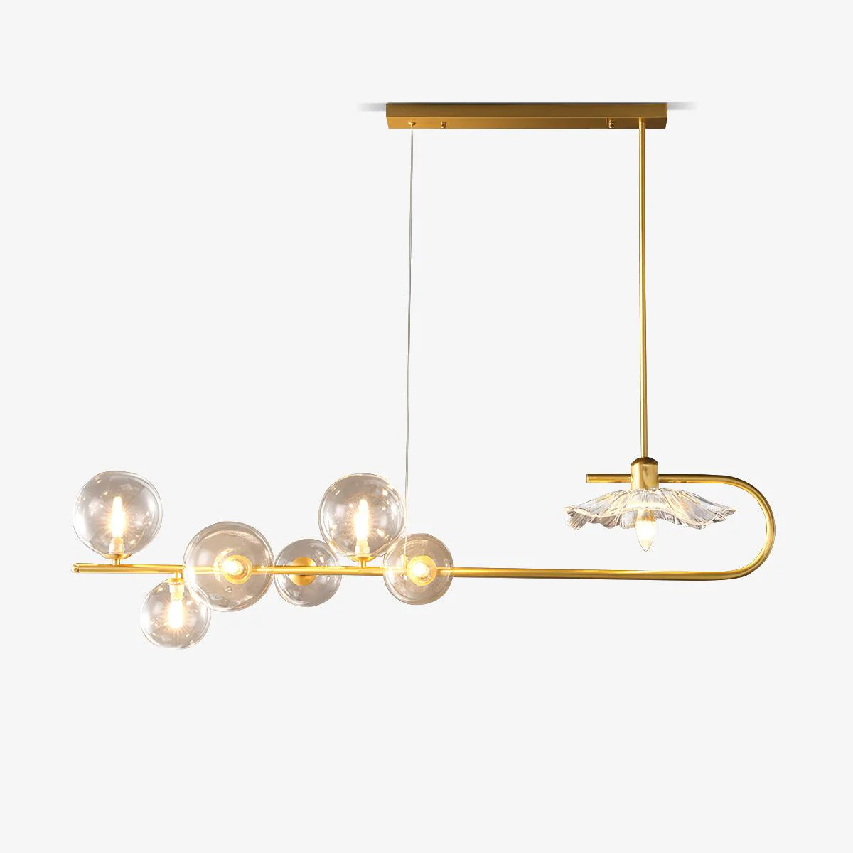 Lustra Pendant Lamp Golden Glass Brass