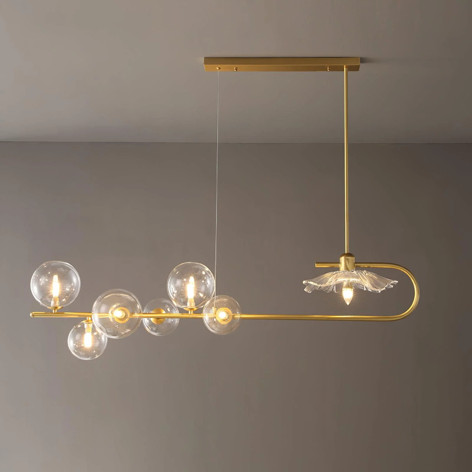 Lustra Pendant Lamp Golden Glass Brass - Image 11