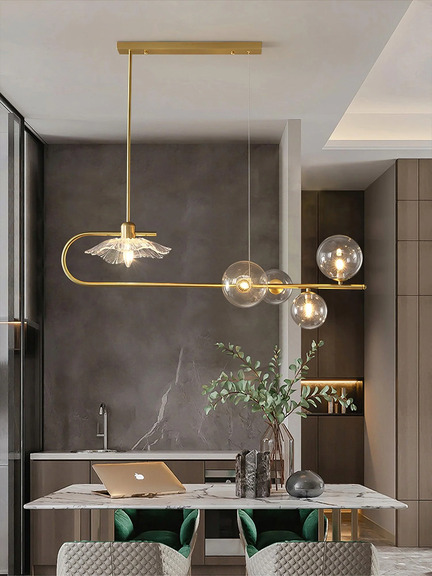 Lustra Pendant Lamp Golden Glass Brass - Image 12