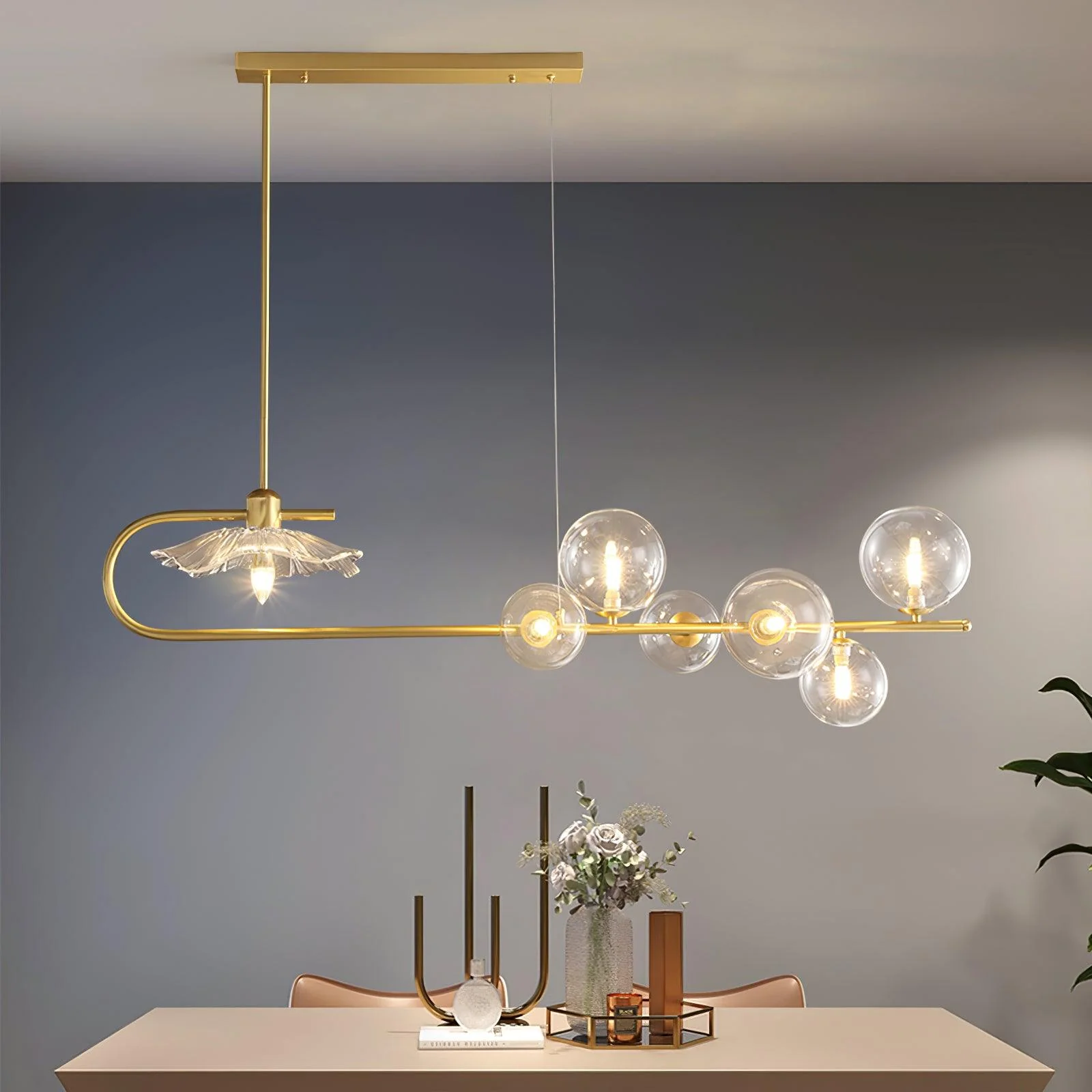 Lustra Pendant Lamp Golden Glass Brass - Image 15