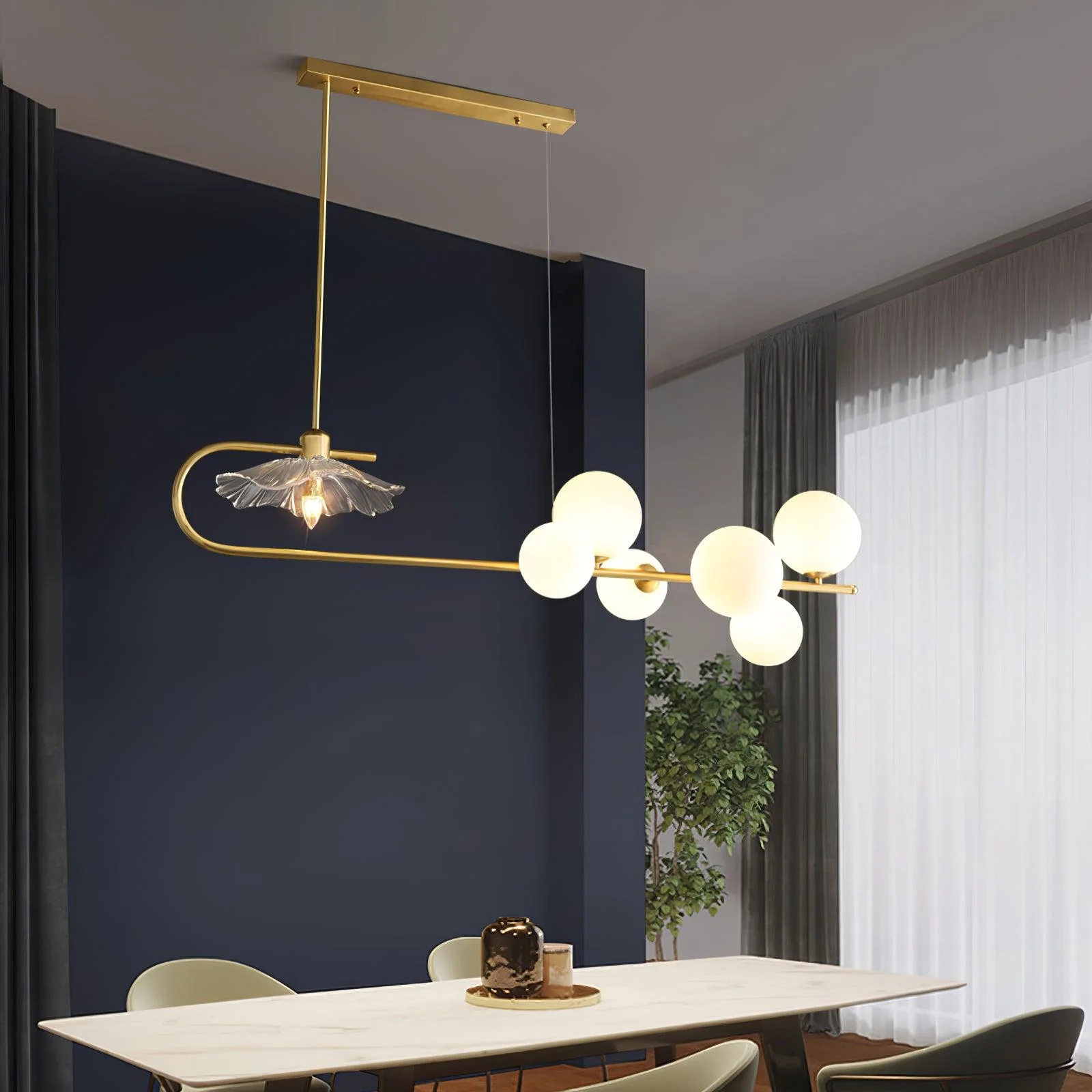 Lustra Pendant Lamp Golden Glass Brass - Image 16