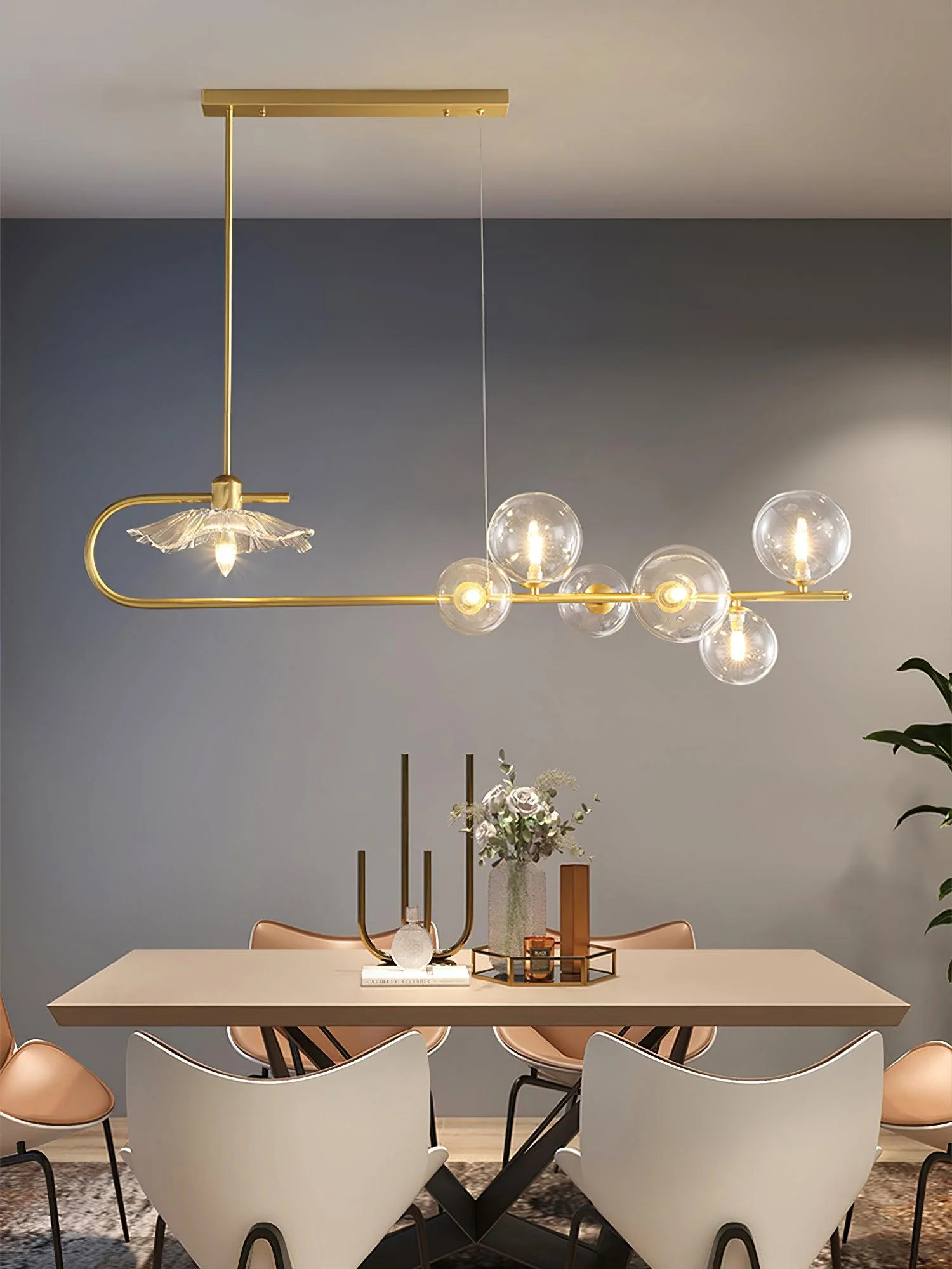 Lustra Pendant Lamp Golden Glass Brass - Image 17