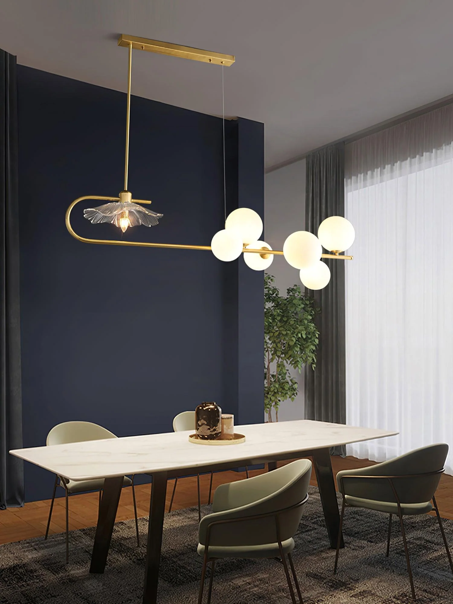 Lustra Pendant Lamp Golden Glass Brass - Image 19