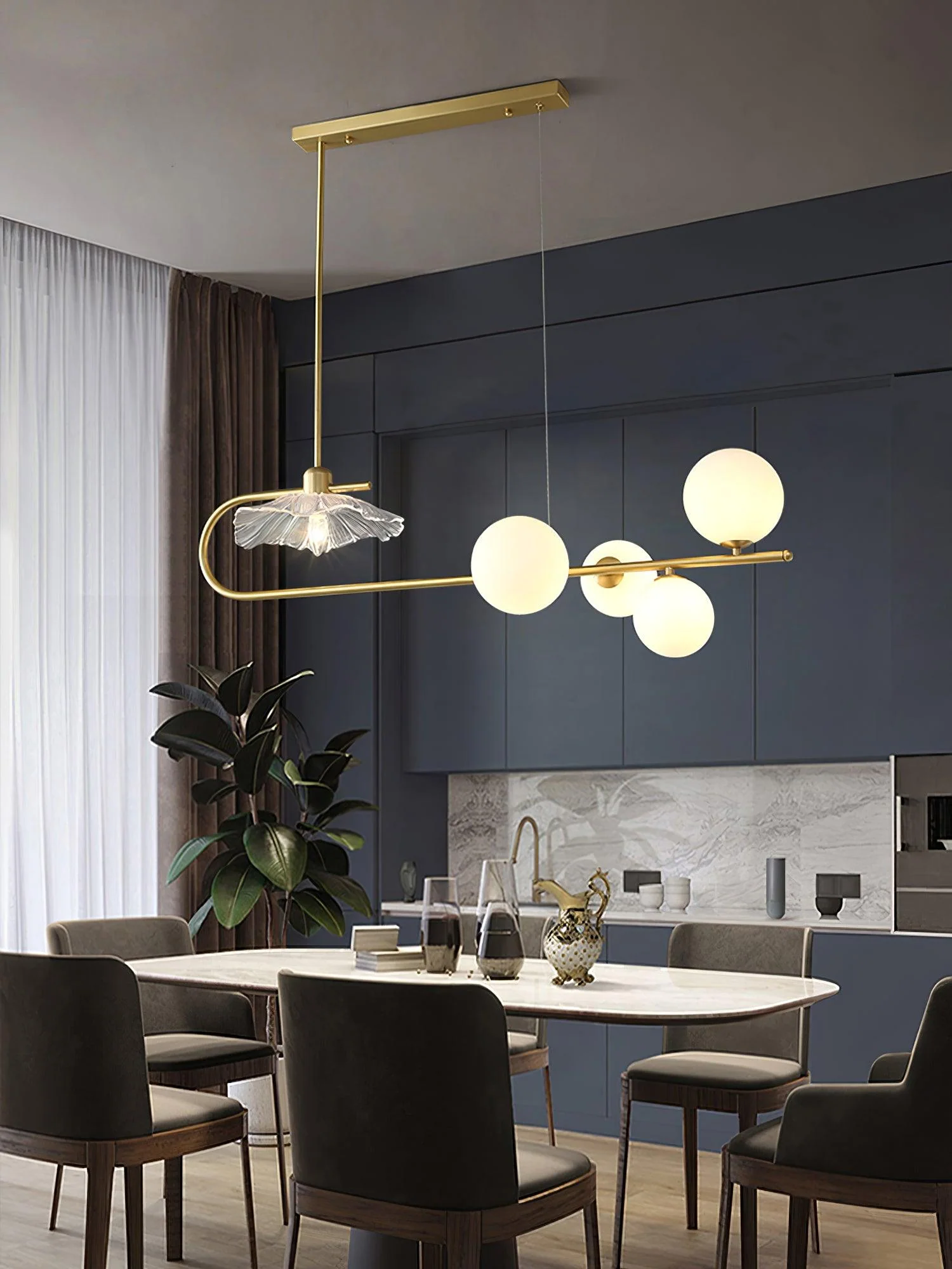 Lustra Pendant Lamp Golden Glass Brass - Image 20