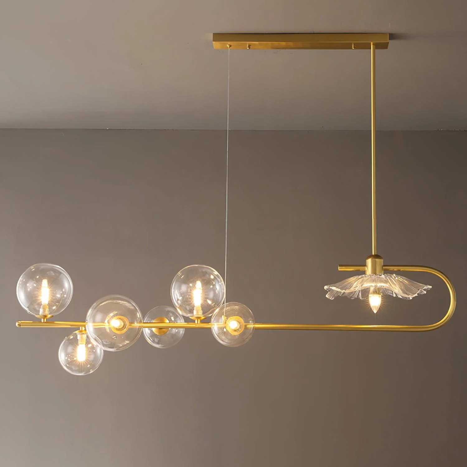 Lustra Pendant Lamp Golden Glass Brass - Image 21