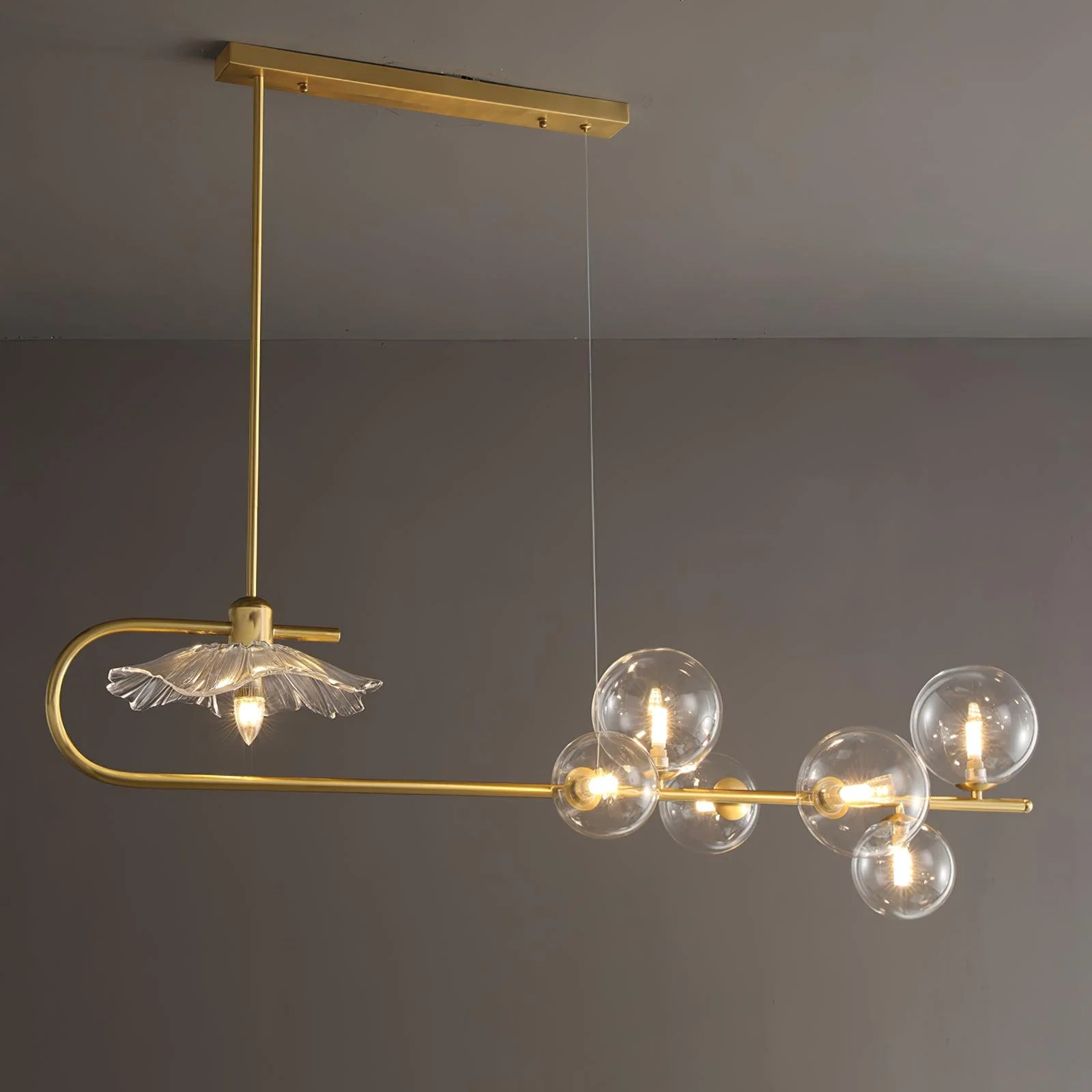 Lustra Pendant Lamp Golden Glass Brass - Image 22
