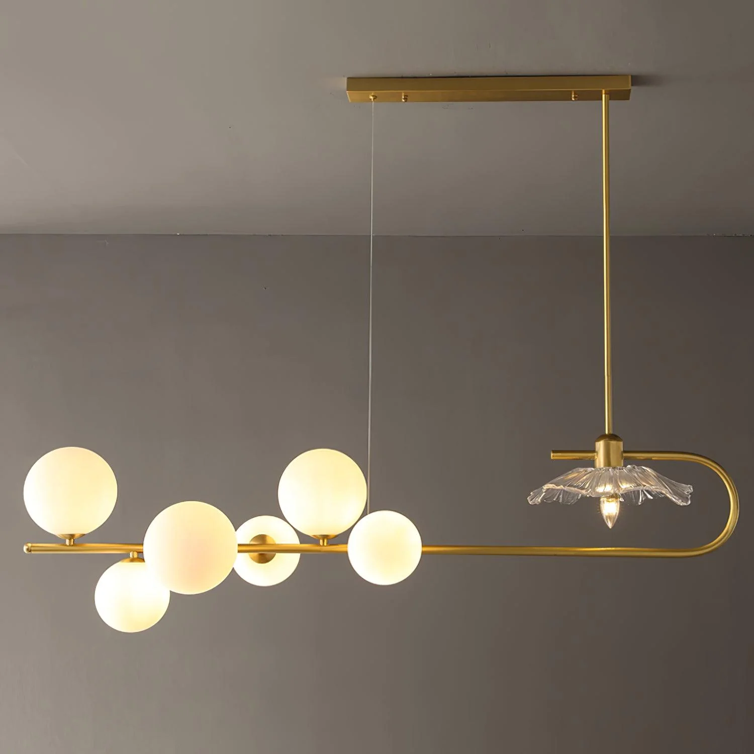 Lustra Pendant Lamp Golden Glass Brass - Image 23