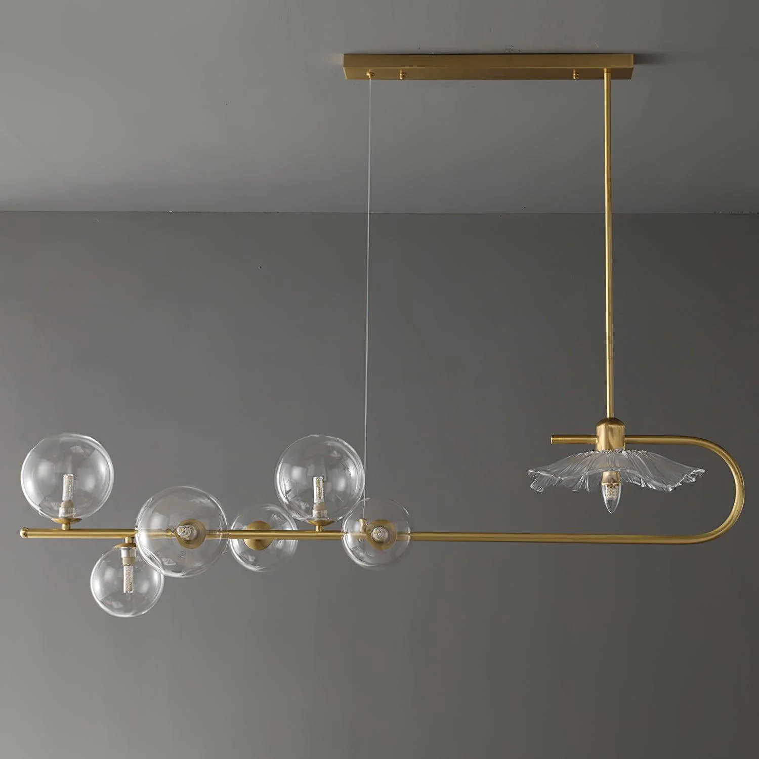 Lustra Pendant Lamp Golden Glass Brass - Image 24